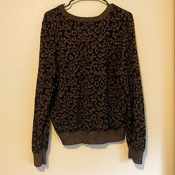 Banana Republic Gold and black metallic leopard print sweater-XL - Picture 4 of 6